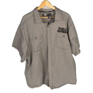 Harley Davidson, Grey, Eagle Button Down Shirt, 3 XL